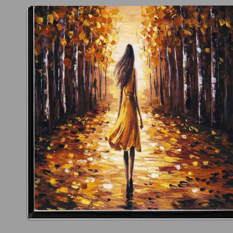 Buy Di-Bond : (Pallet knife painting woman walking in autumn)