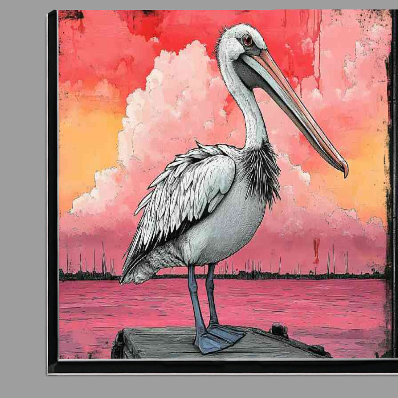 Buy Di-Bond : (Pelican standing on the old wooden dock)