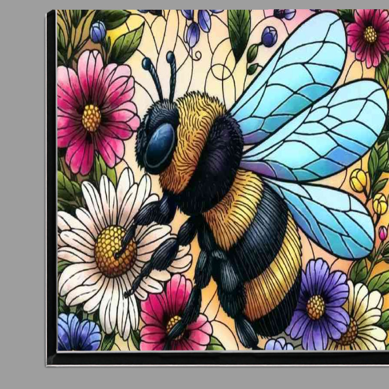 Buy Di-Bond : (Vibrant and intricately designed illustration of bumble bee)