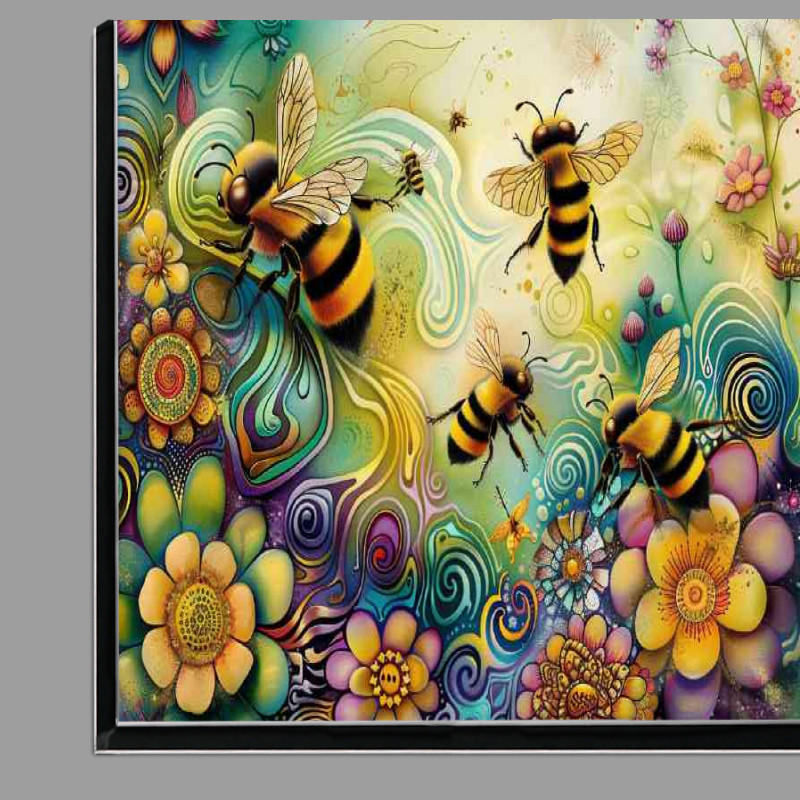 Buy Di-Bond : (Vibrant cartoon happy bees and flowers)