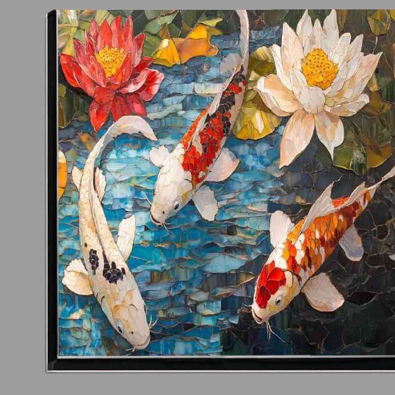 Buy Di-Bond : (Koi fish and the lotus flowers in water)