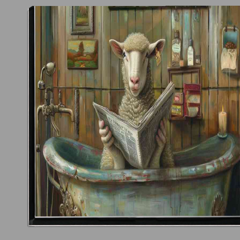 Buy Di-Bond : (White sheep reading a newspaper surreal)
