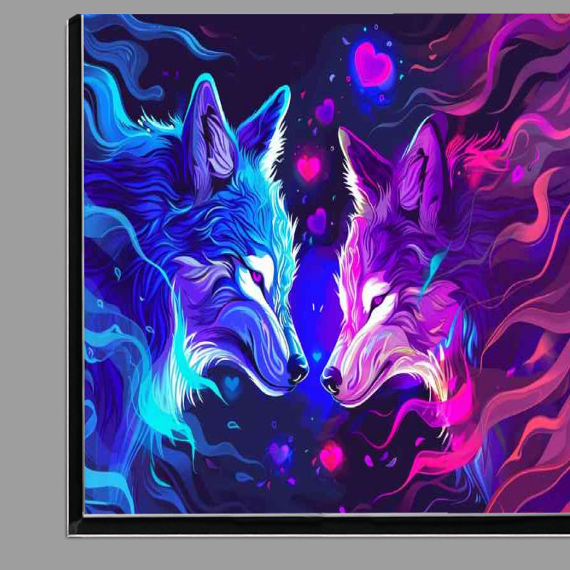 Buy Di-Bond : (Neon wolfs facing with waves flowing)
