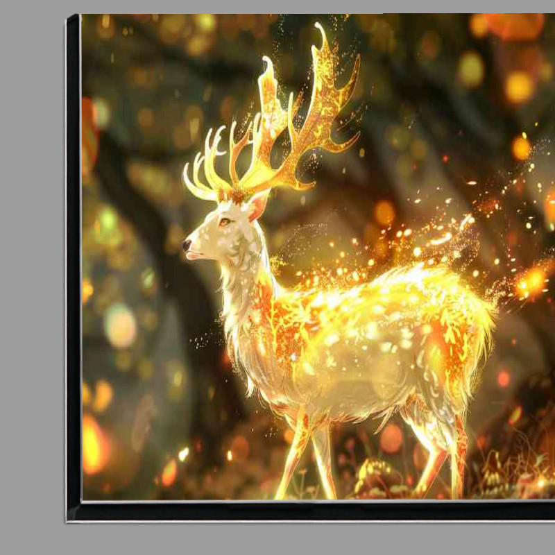Buy Di-Bond : (White deer with glowing anterlers in woodland)