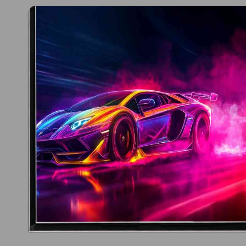 Buy Di-Bond : (Lamborghini Aventador in neon with smoke)
