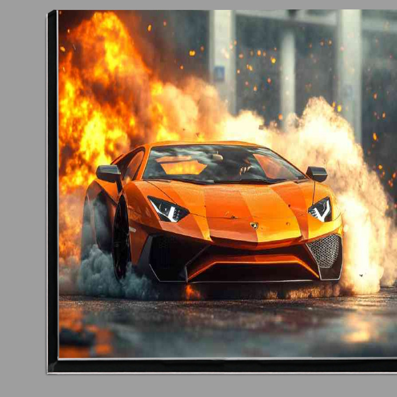 Buy Di-Bond : (Lamborghini Aventador smoke coming out of the tyres)