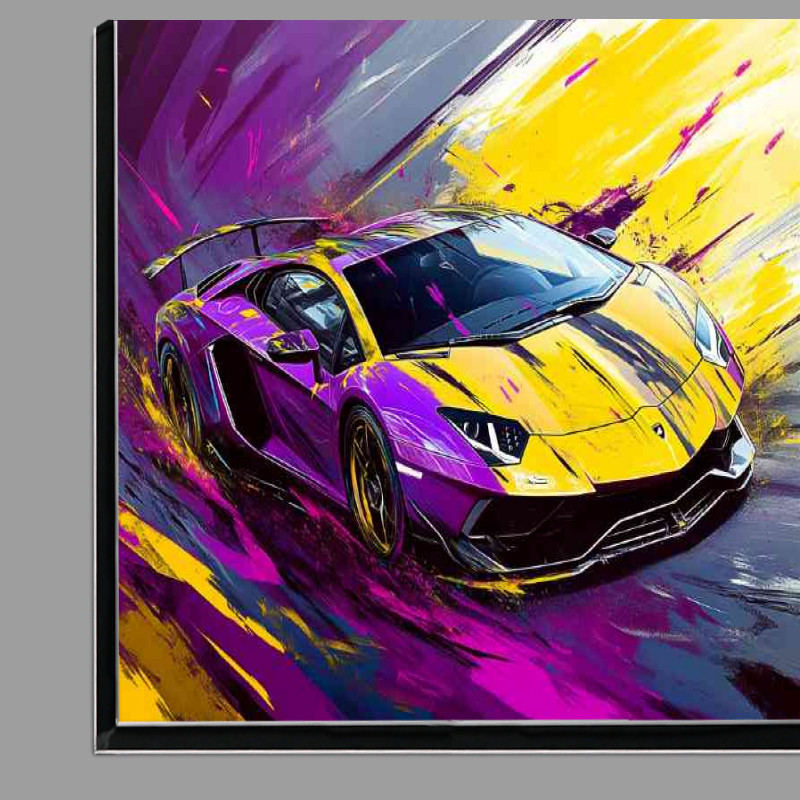 Buy Di-Bond : (Lamborghini in the style of yellow and purple paint)