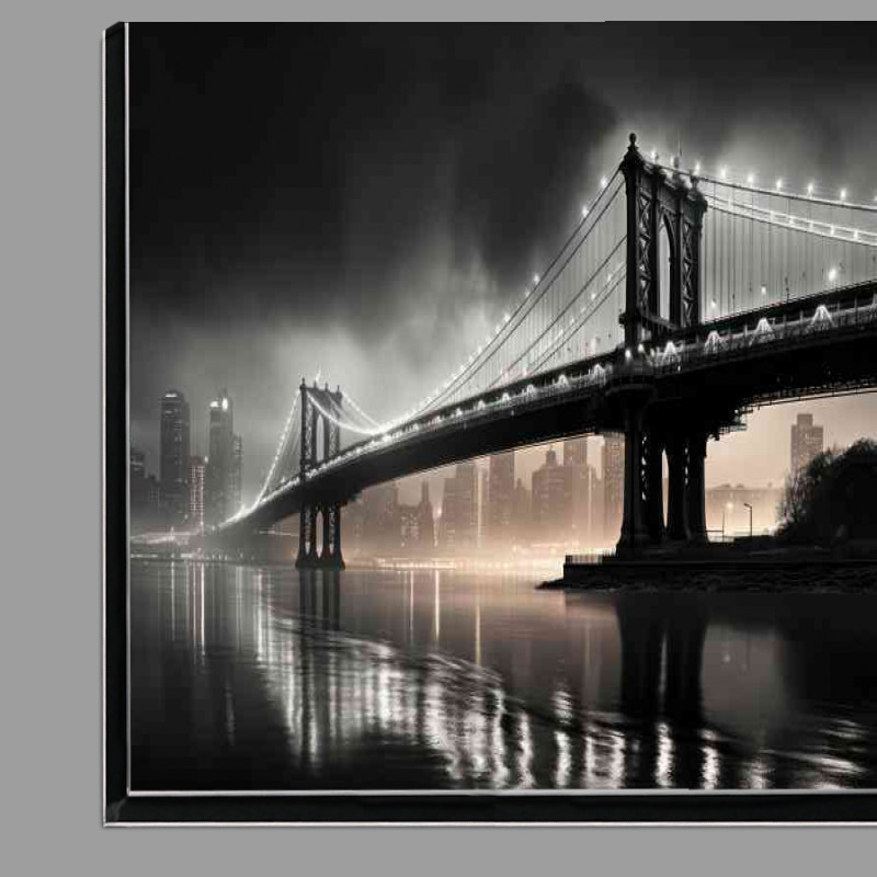 Buy Di-Bond : (Brooklyn bridge at night black and white)