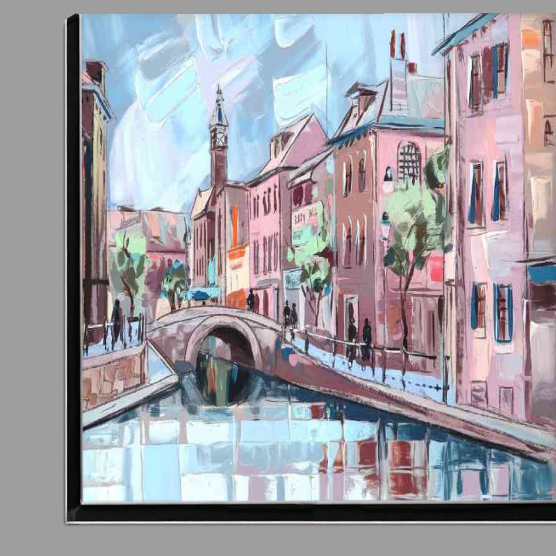 Buy Di-Bond : (Picturesque urban scene possibly in europe with waterways)