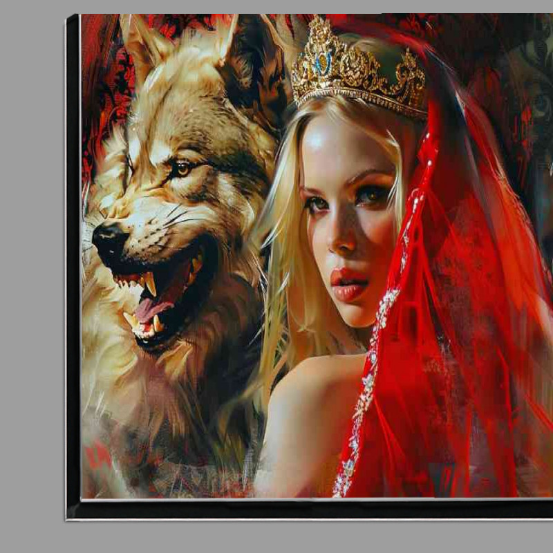 Buy Di-Bond : (Blonde woman with red viel and wolf)