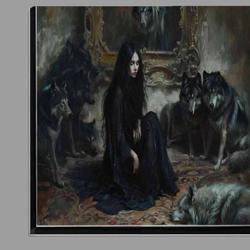 Buy Di-Bond : (Dark hair and family of wolves)