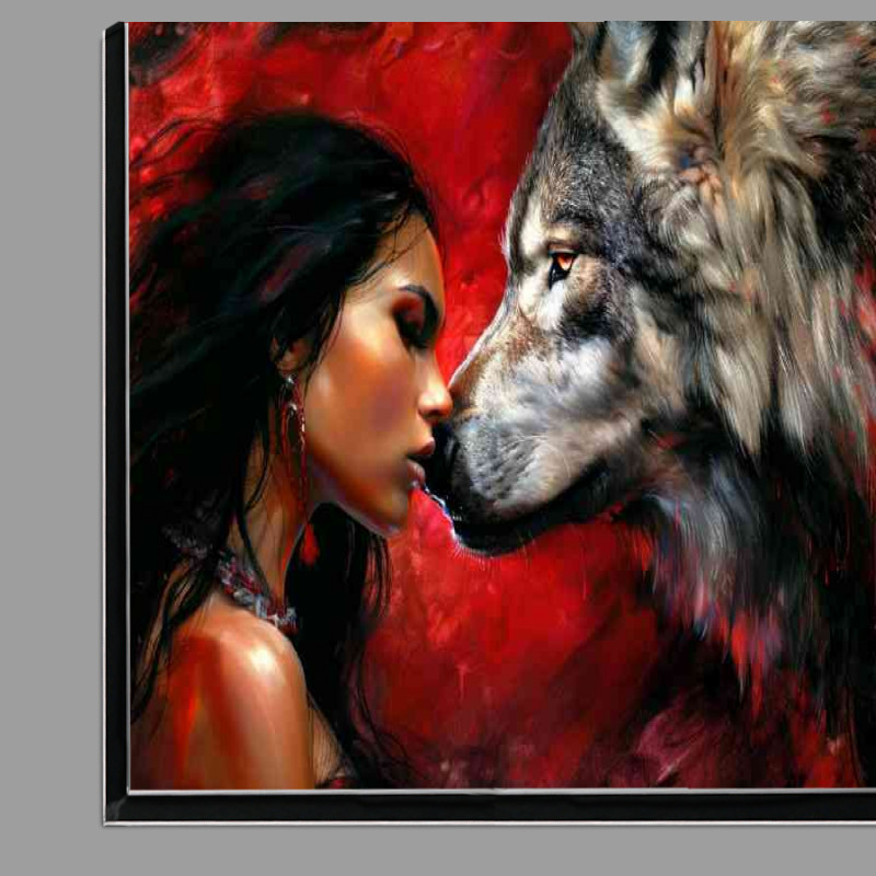 Buy Di-Bond : (Lady loving her wolf)