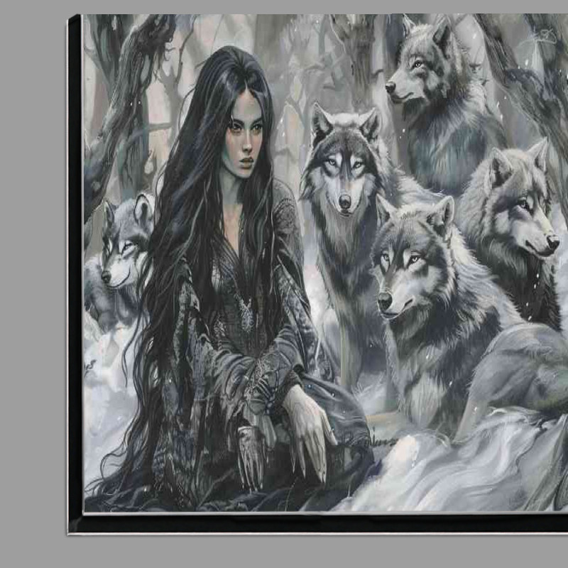Buy Di-Bond : (Woman long dark hair and the pack of wolves)