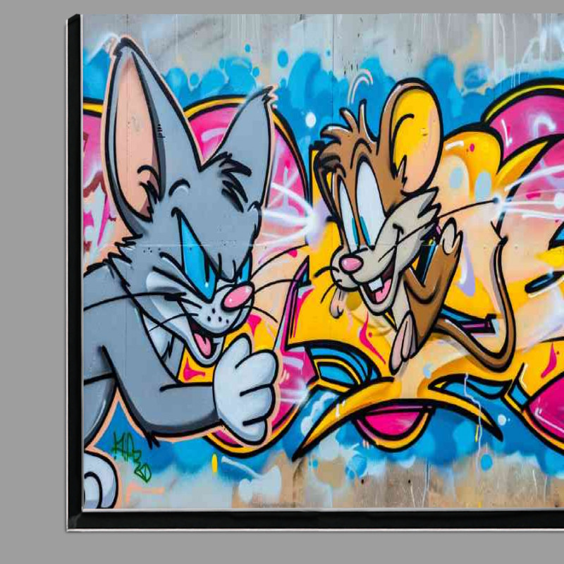 Buy Di-Bond : (Cat and mouse graffiti wall)