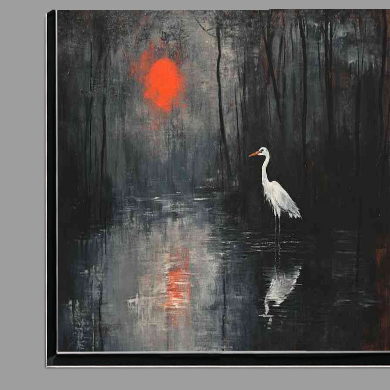 Buy Di-Bond : (Abstract Heron on the edge of the lake)