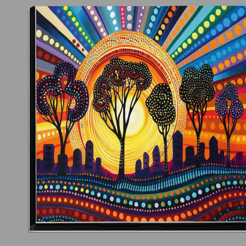 Buy Di-Bond : (Beautiful painting of the sun setting over urban)