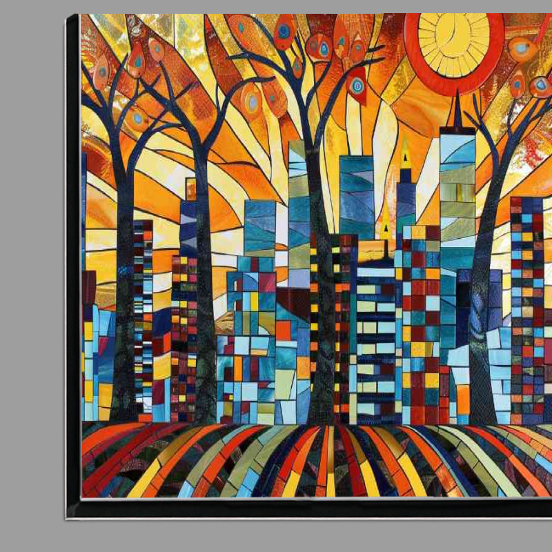 Buy Di-Bond : (Straight lines stained glass village)