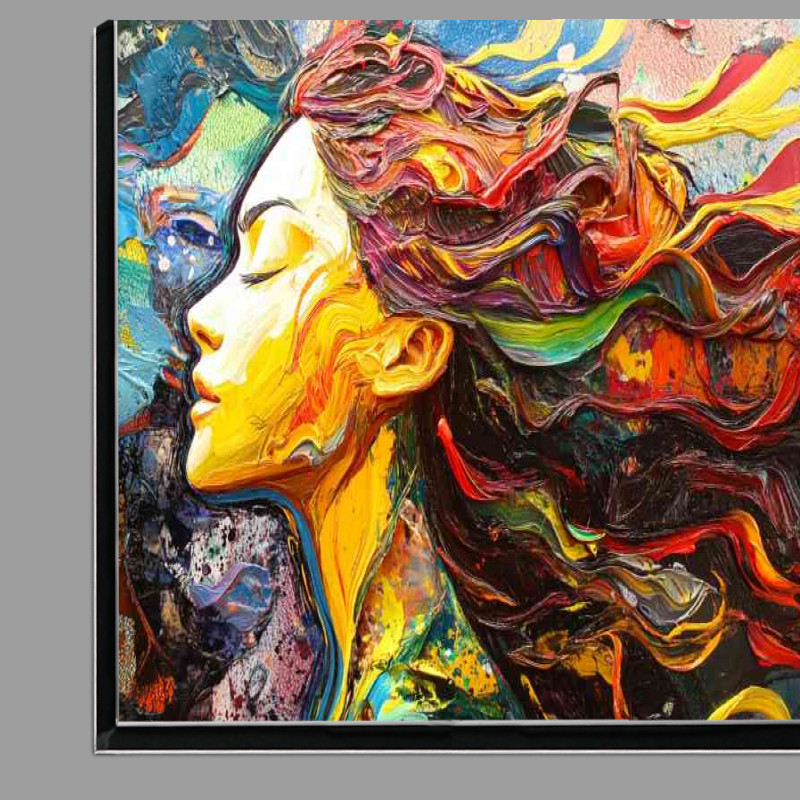 Buy Di-Bond : (Colorful woman made of paint her hair flow)