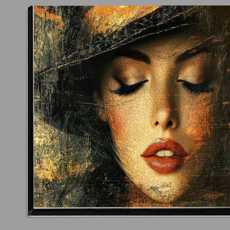 Buy Di-Bond : (Woman with closed eyes red lips wearing an elegant hat)