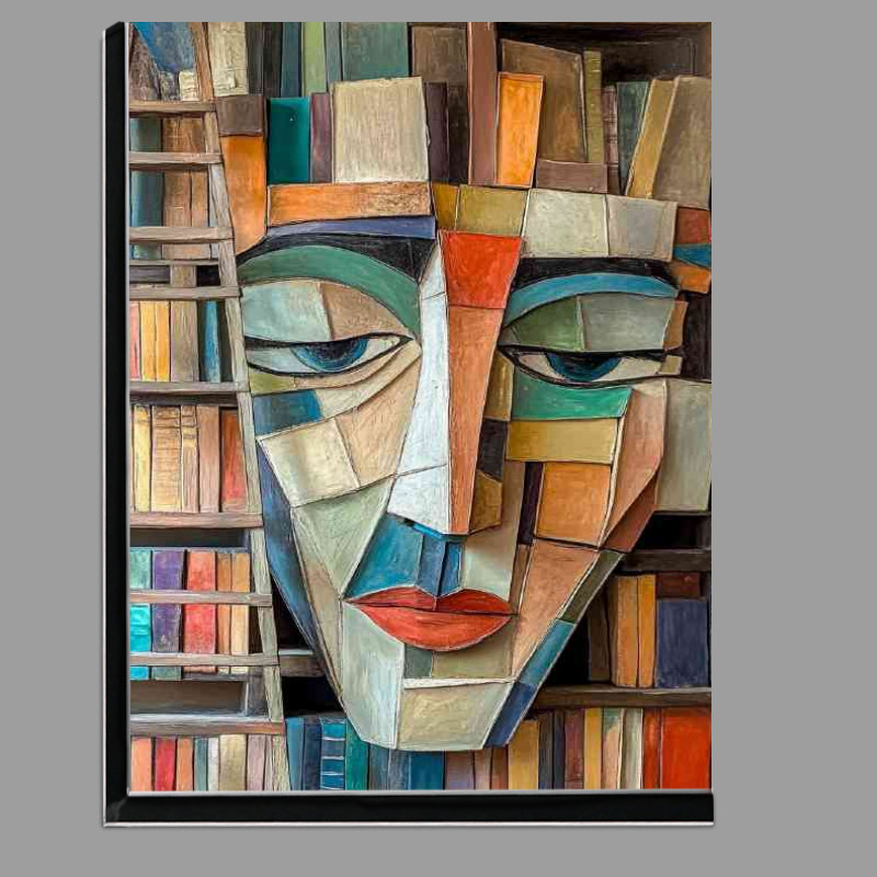 Buy Di-Bond : (Abstract face made of books with ladders and shelves)