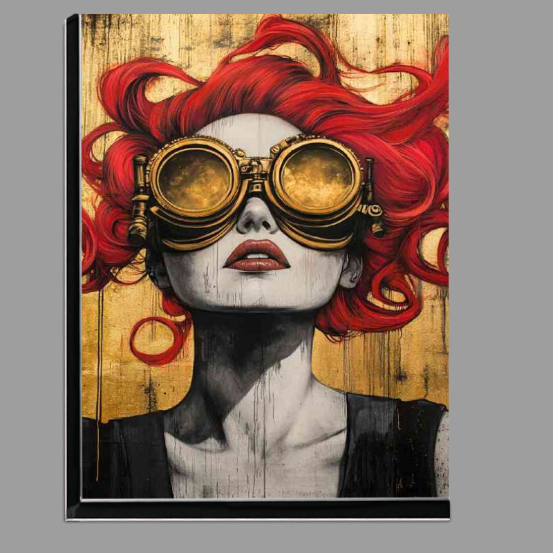 Buy Di-Bond : (Graffiti painting of red haired woman with steampunk)
