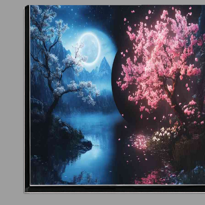 Buy Di-Bond : (Two halves of yin and yang with trees and flowers blue moon)