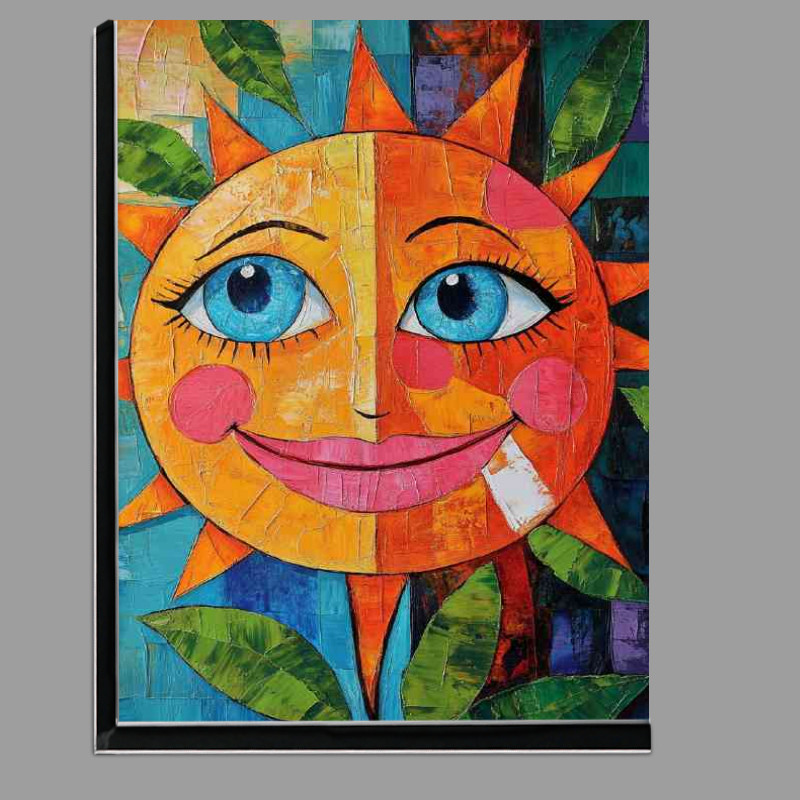 Buy Di-Bond : (Abstract colorful painting of a happy smiling orange sun)