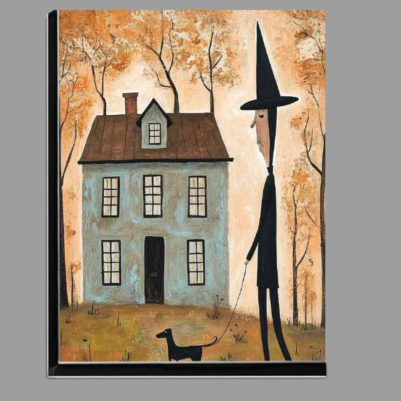 Buy Di-Bond : (Man with the pointy hat walking the dog in autumn)