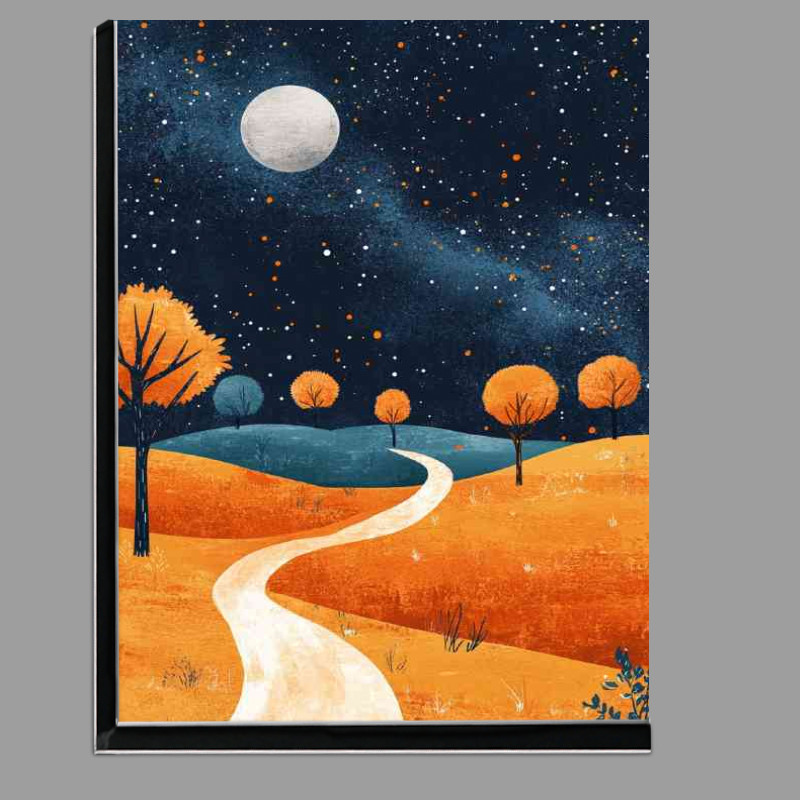 Buy Di-Bond : (Starry night sky with the moon casting its glow on the pathway)