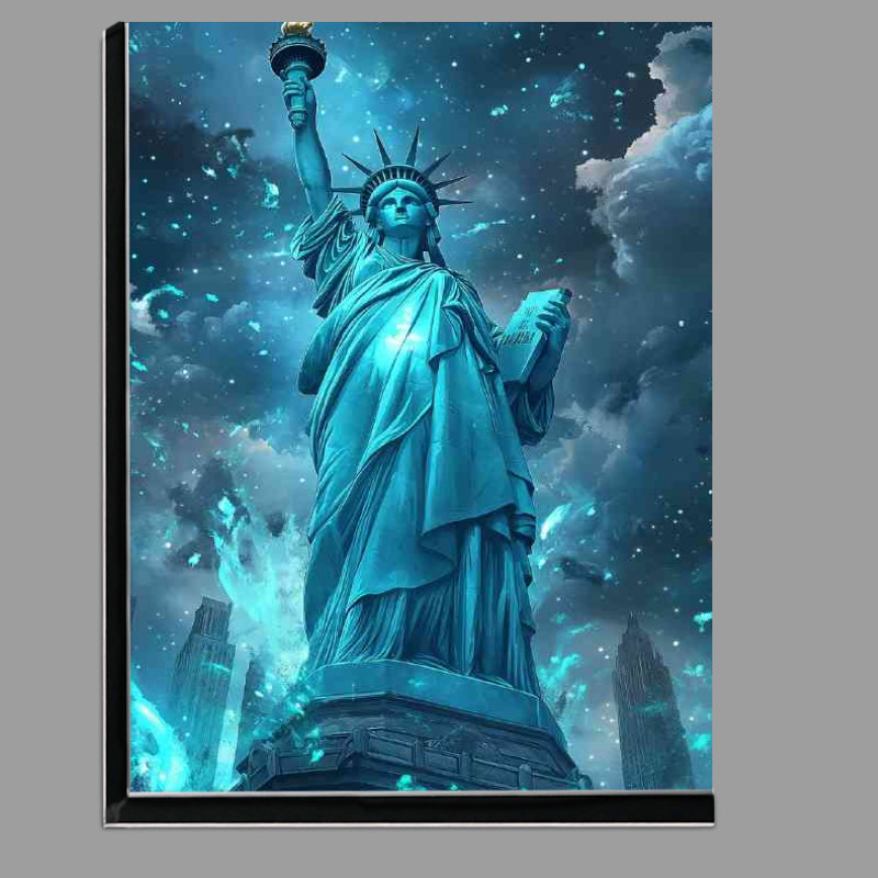 Buy Di-Bond : (The Statue of Liberty in the style of dark sky blue)