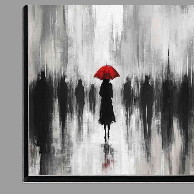 Buy Di-Bond : (Woman with an umbrella walks through the city art)