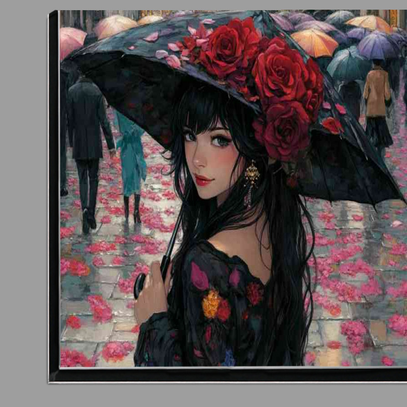 Buy Di-Bond : (Woman with long black hair and flowers in umberella)