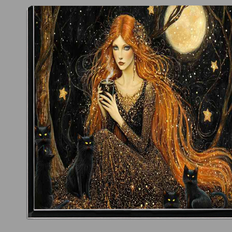 Buy Di-Bond : (Woman with long red hair and big eyes with cats)