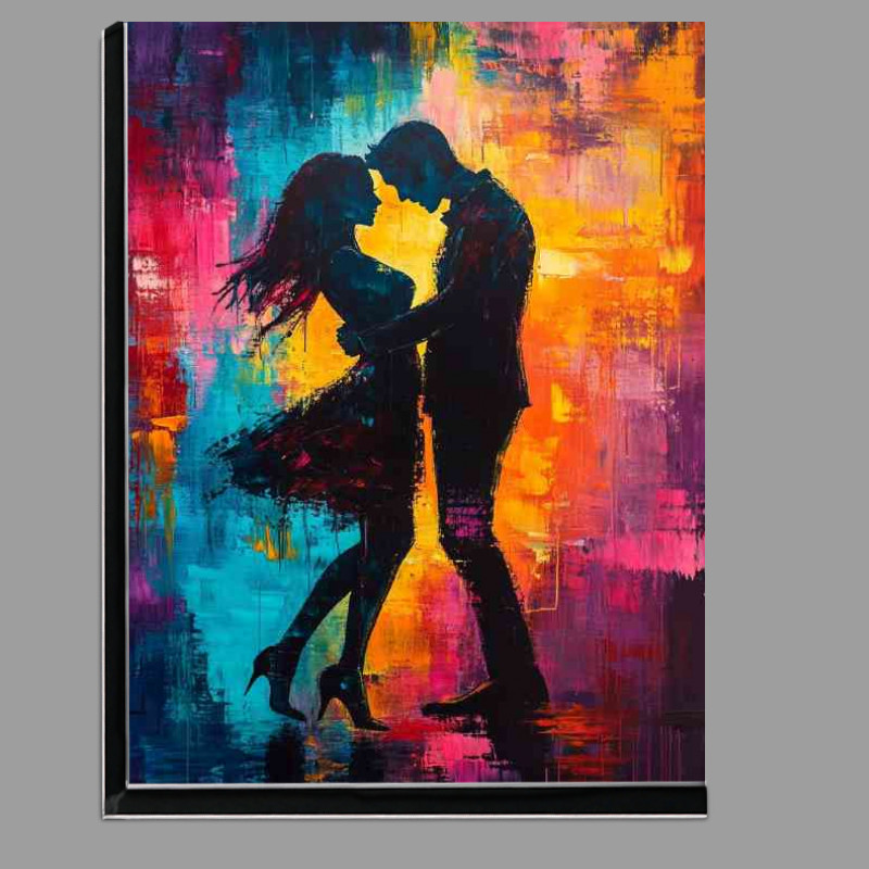 Buy Di-Bond : (Abstract art painting of a couple dancing with dark)