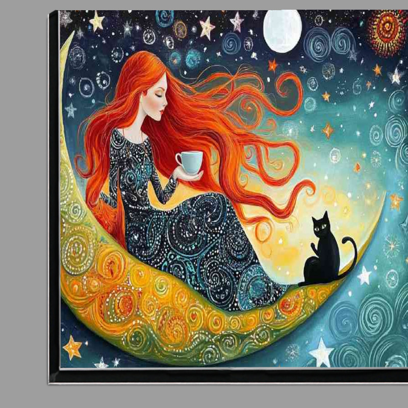 Buy Di-Bond : (Woman with long red hair sitting on the moon with stars)