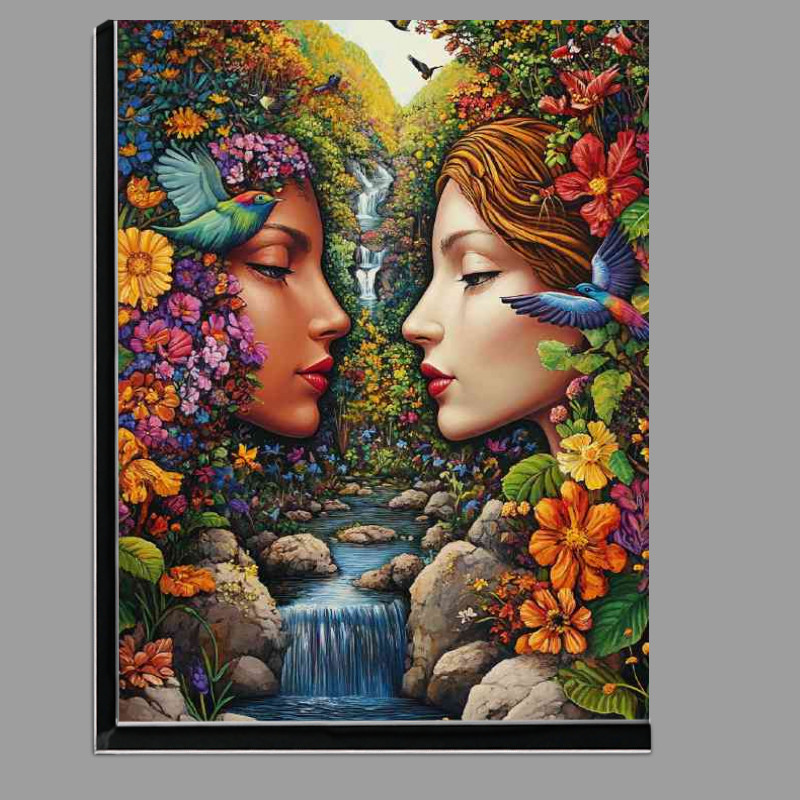 Buy Di-Bond : (Painting depicting the faces of two women)