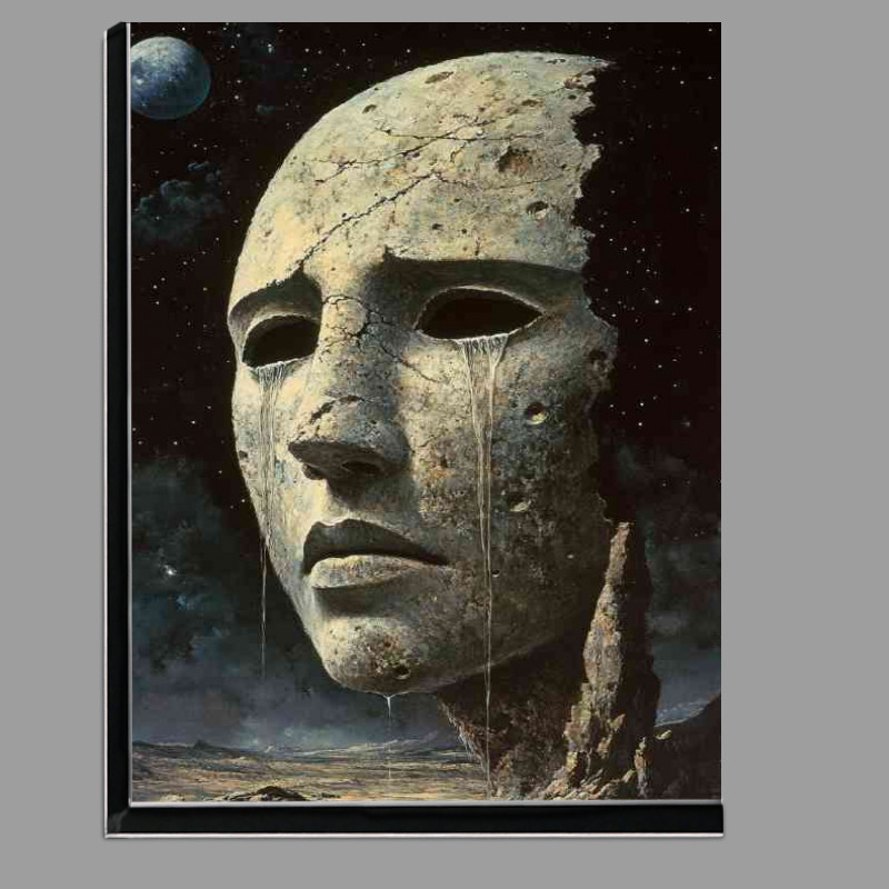 Buy Di-Bond : (Surreal painting ancient mask with the moon behind)