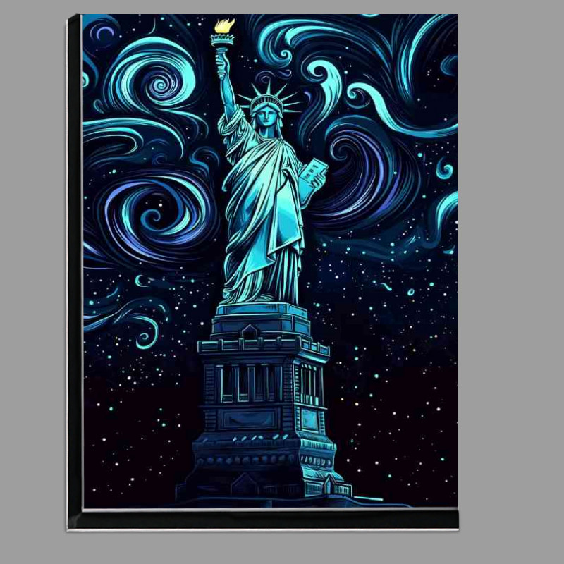 Buy Di-Bond : (The Statue of Liberty at night with swirls)