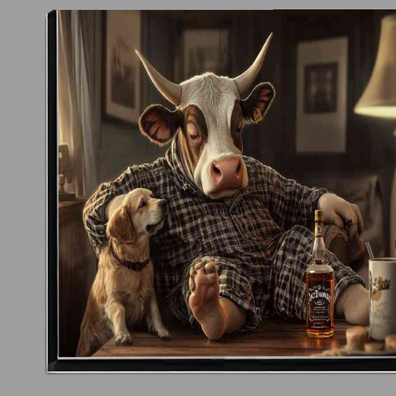 Buy Di-Bond : (A fat cow wearing pajamas and drinking Jack Daniels w b4e67481-efc5-4814-89e6-72f3f392bd68)