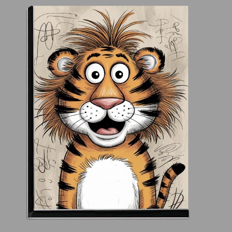 Buy Di-Bond : (Colour graphite pencil drawing of a happy shaggy lion)