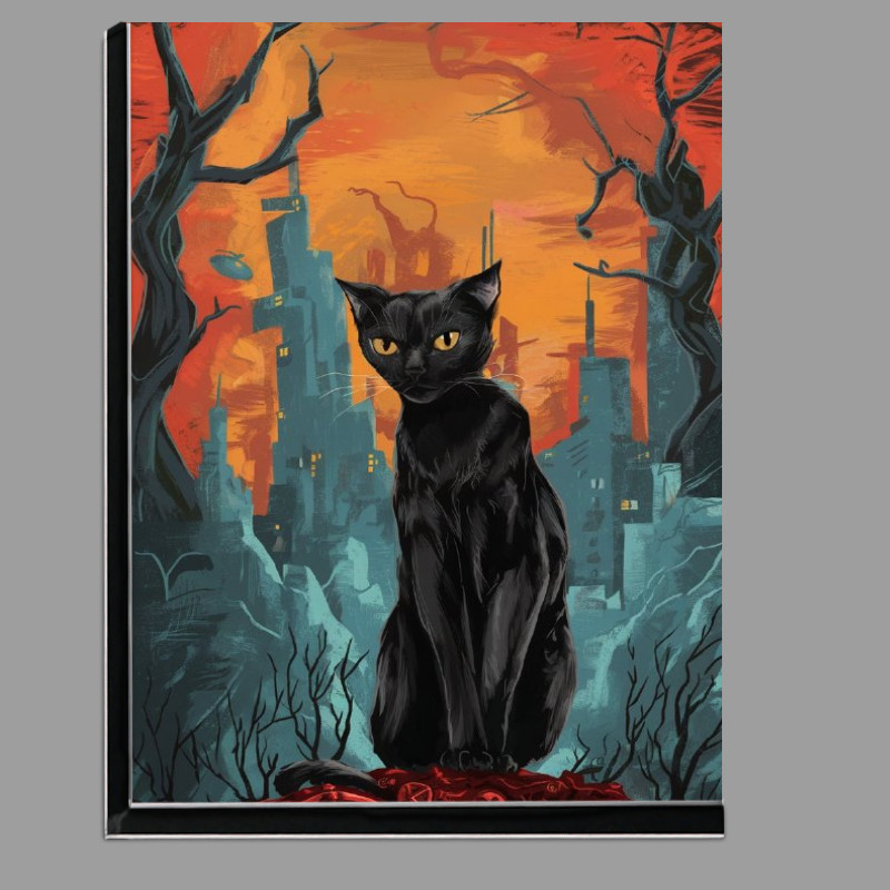 Buy Di-Bond : (Striking and vivid scene of a black cat sitting)