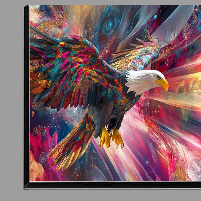 Buy Di-Bond : (Bald eagle flying with colorful fractal feather)