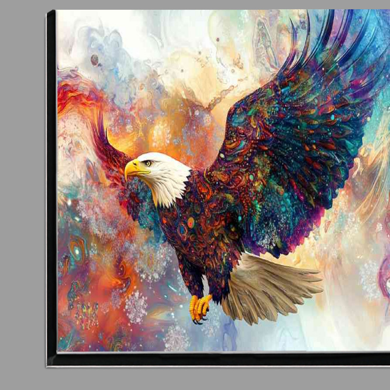Buy Di-Bond : (Bald eagle with wings spread colorful fractal pallette)