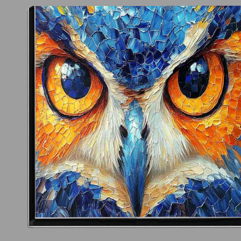 Buy Di-Bond : (Beautiful owl eyes mosaic style painting with big eyesblue)