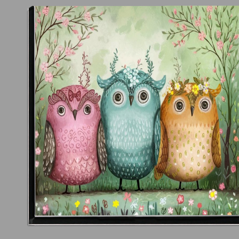 Buy Di-Bond : (Forest setting with three whimsical owls)