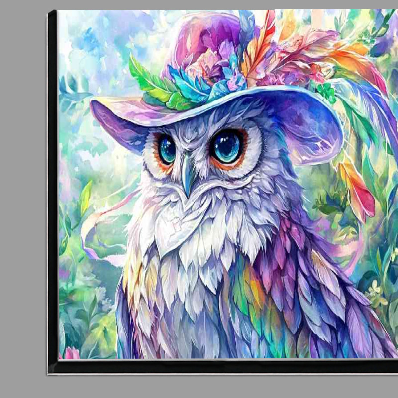 Buy Di-Bond : (Owl wearing an elegant hat with vibrant ccolours)