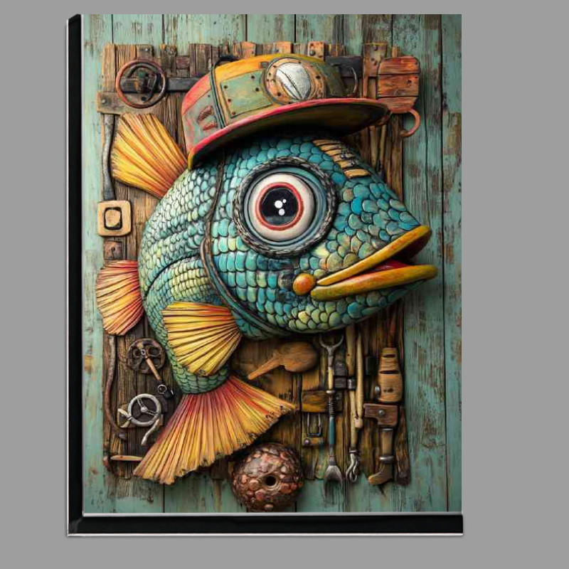 Buy Di-Bond : (Colorful surreal painting of an anthropomorphic fish)