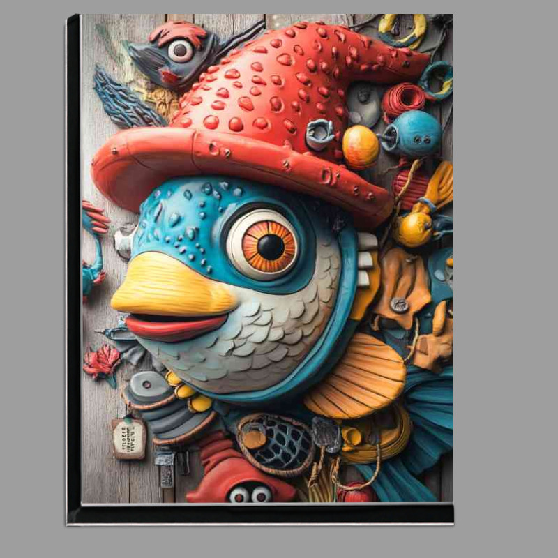 Buy Di-Bond : (Whimsical fish wearing an oversized red hat happy)