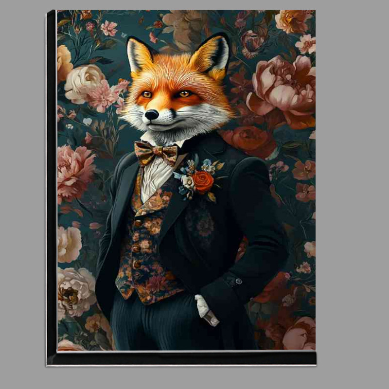 Buy Di-Bond : (Fox in a Victorian-style suit set against a floral backdrop)