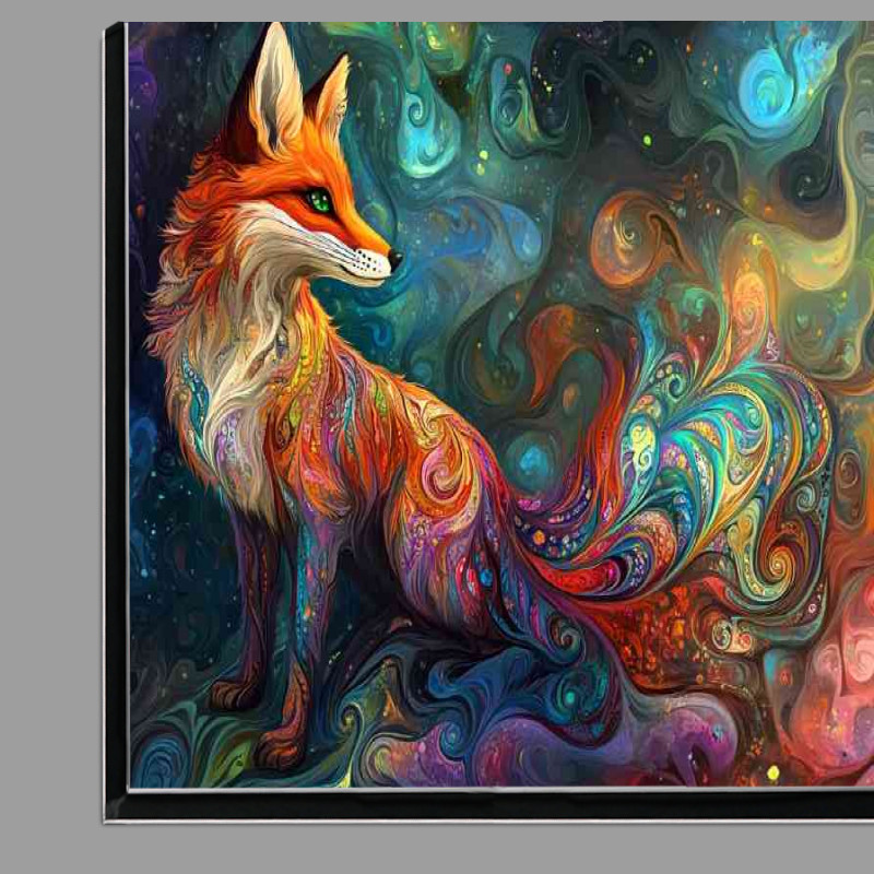 Buy Di-Bond : (Whimsical and vibrant digital painting of an enchanted fox)